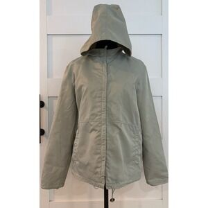 Nine West Womens Sage Green Hooded Windbreaker Jacket Full Zip Size Small